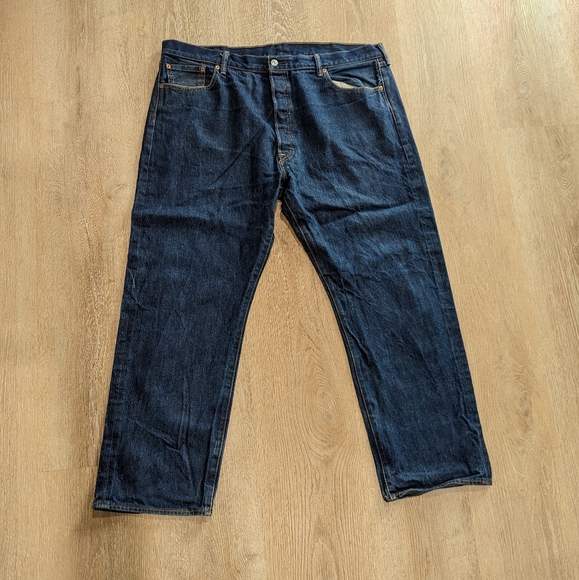 Levi's 501 Straight Button Fly Jeans Medium Wash - Picture 4 of 11